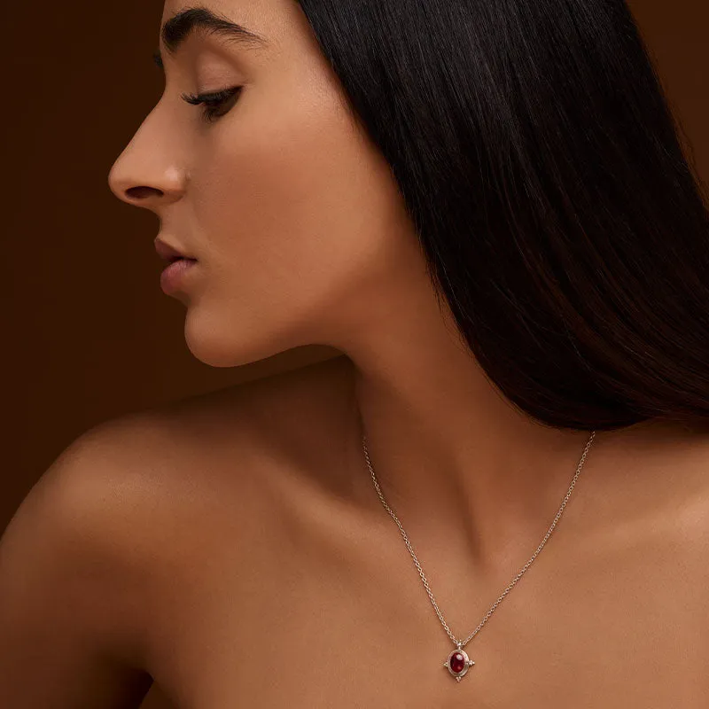 Alexa Necklace, Garnet, Silver