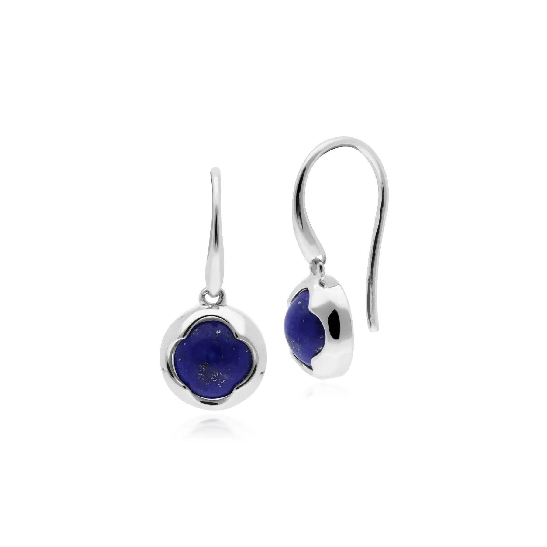 Boucles d'Oreilles Circulaires Pendantes Géométrique Pain de Sucre Argent 925 Lapis Lazuli