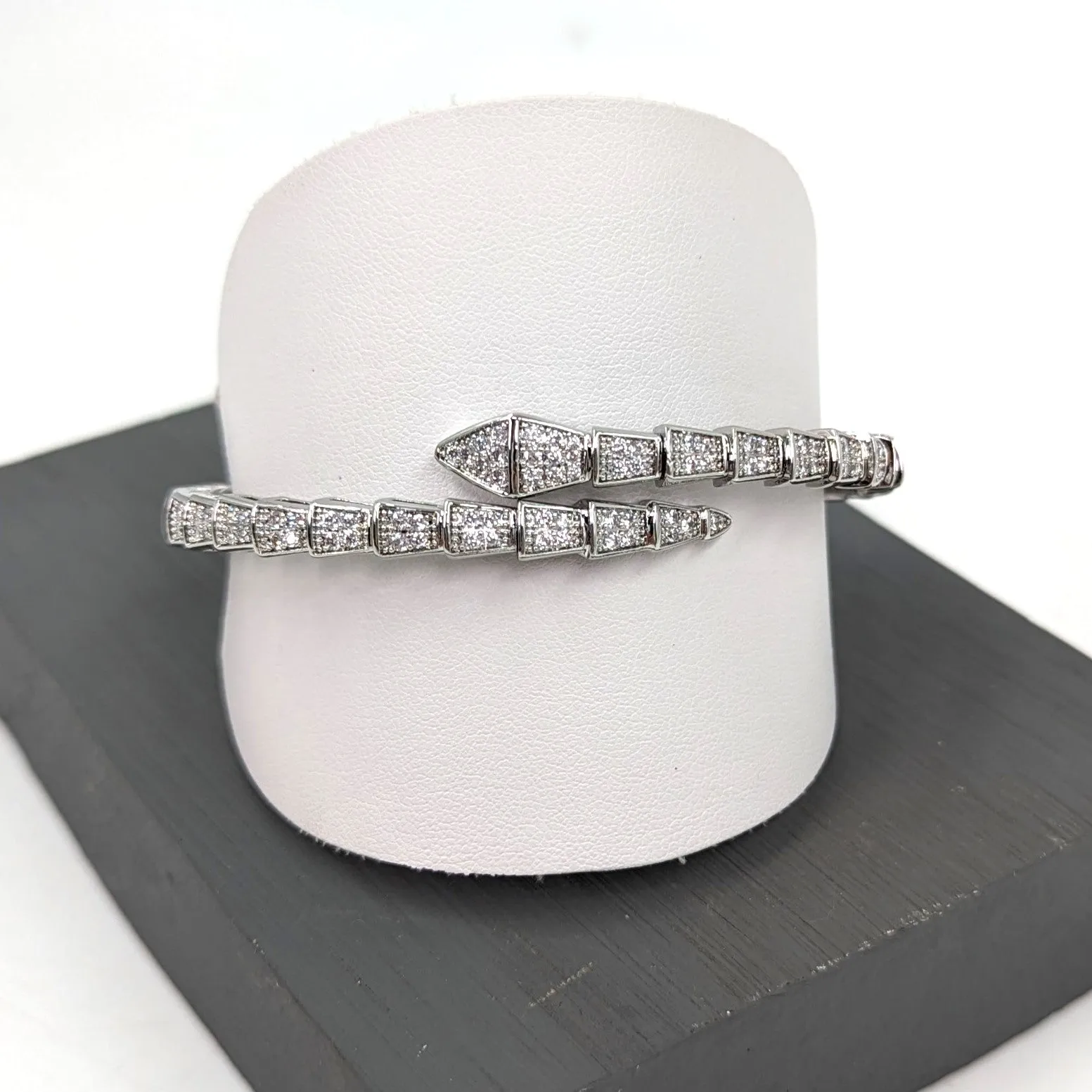 'Bvlgari' inspired CZ encrusted wrap around style bracelet