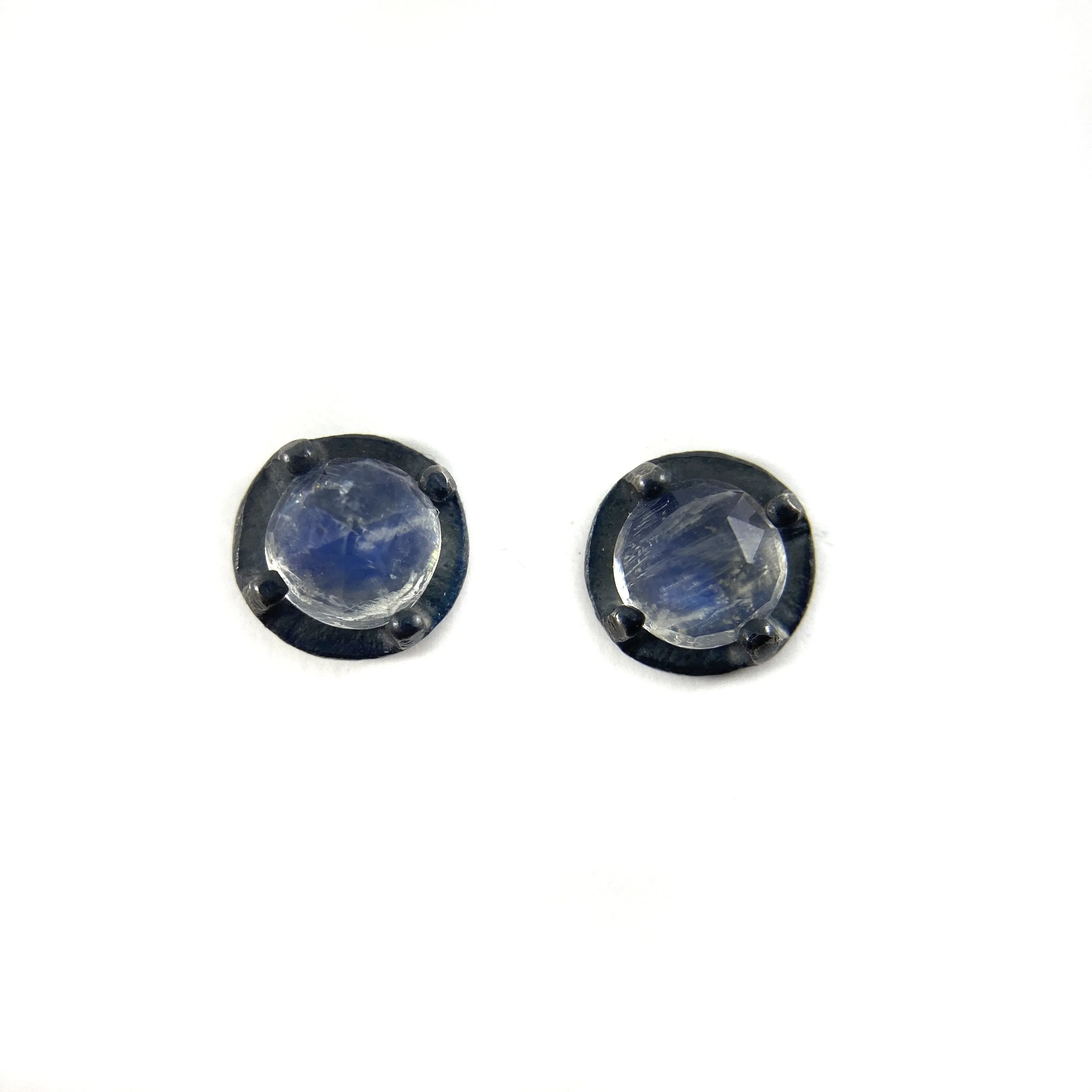Carved Studs - Rainbow Moonstone