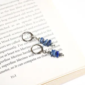 CLIP ON LILY LAPIS LAZULI HUGGIE EARRINGS IN PLATINUM