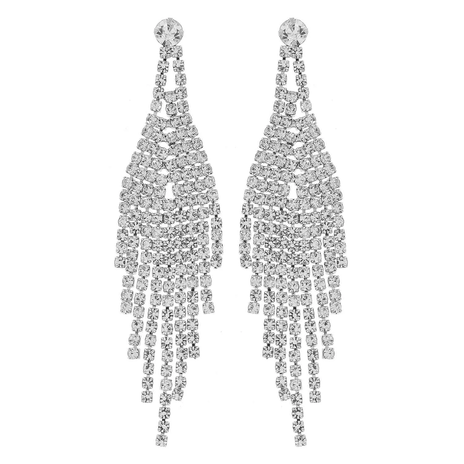 Crystal Rhinestone Chandelier Waterfall Earrings