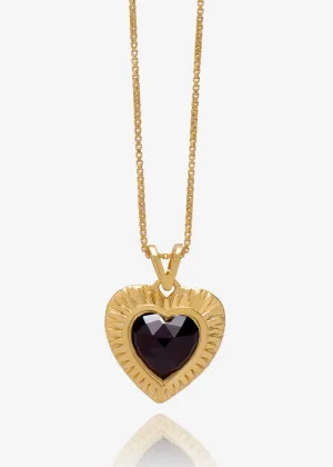 Electric Love Garnet Heart Necklace - Gold - EGHN4GP