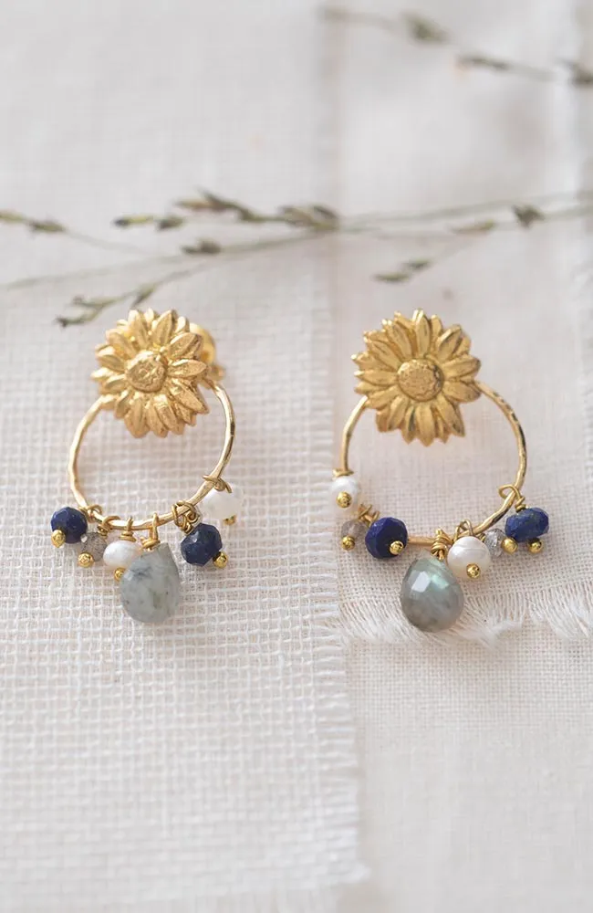 Euphoria oorbellen blauw gold