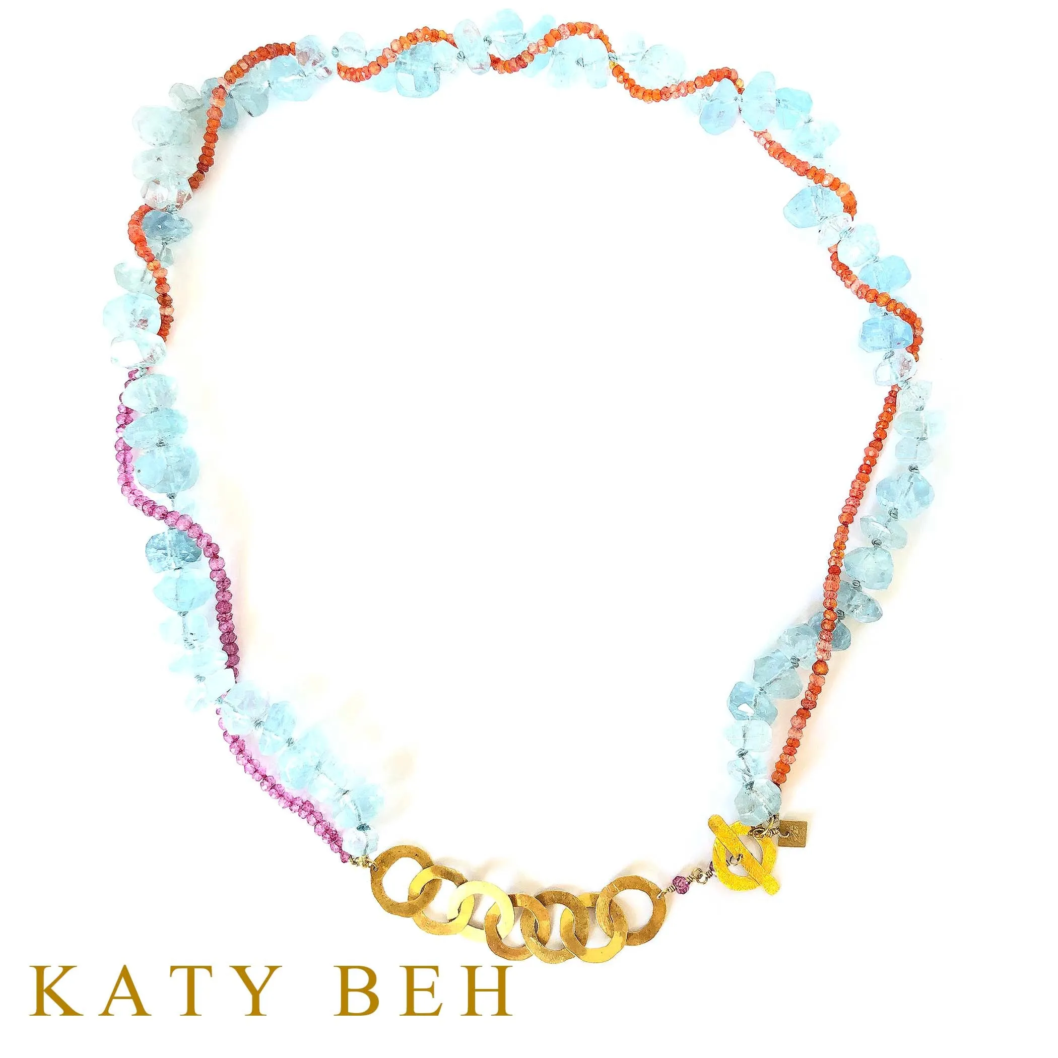 Georgia Aquamarine, Carnelian & Pink Topaz Necklace