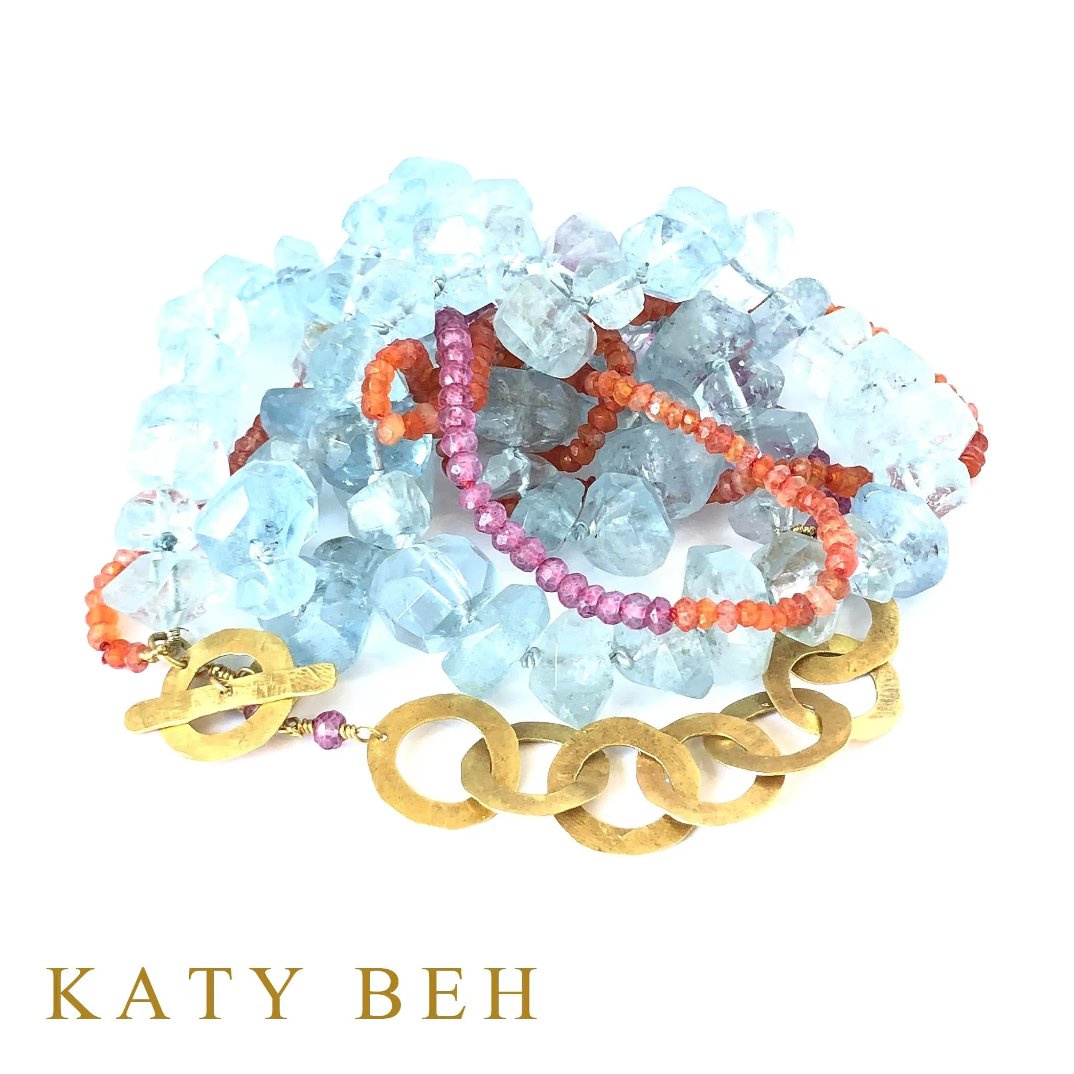 Georgia Aquamarine, Carnelian & Pink Topaz Necklace