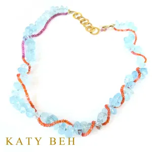 Georgia Aquamarine, Carnelian & Pink Topaz Necklace