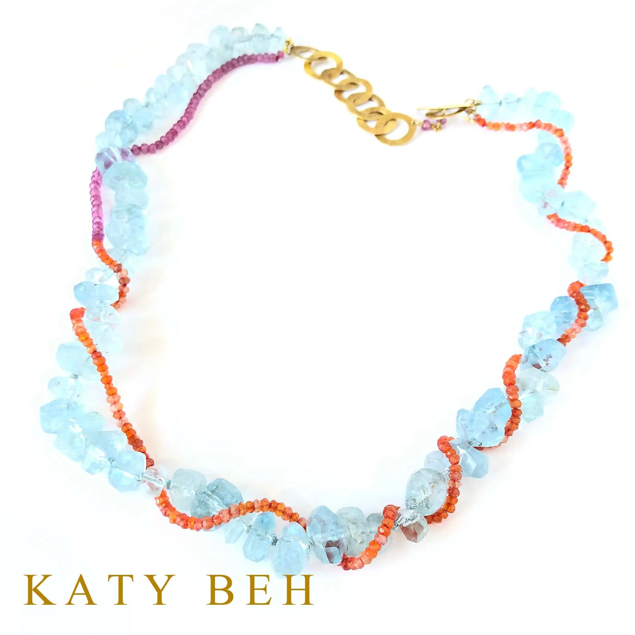 Georgia Aquamarine, Carnelian & Pink Topaz Necklace
