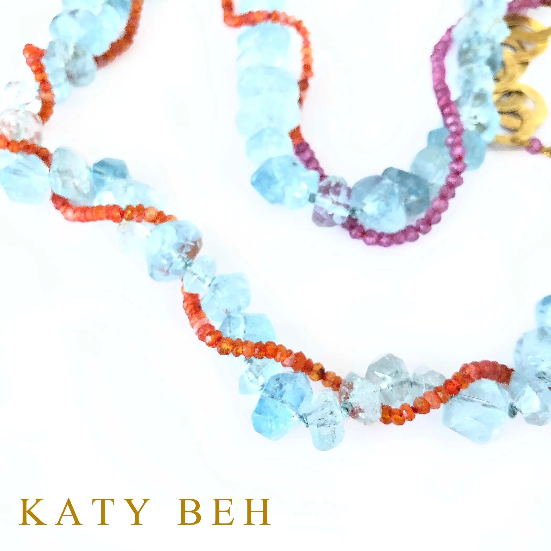 Georgia Aquamarine, Carnelian & Pink Topaz Necklace