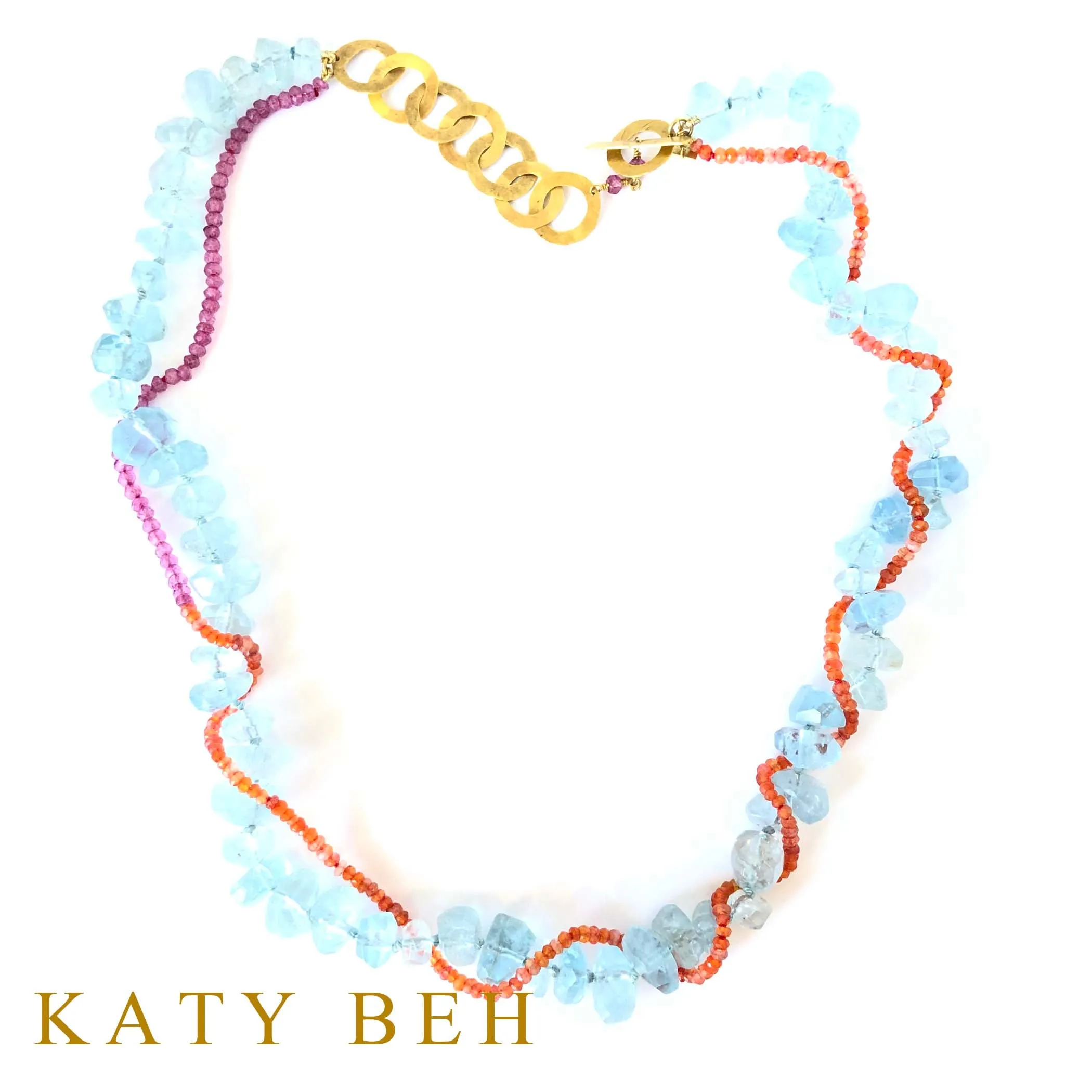 Georgia Aquamarine, Carnelian & Pink Topaz Necklace