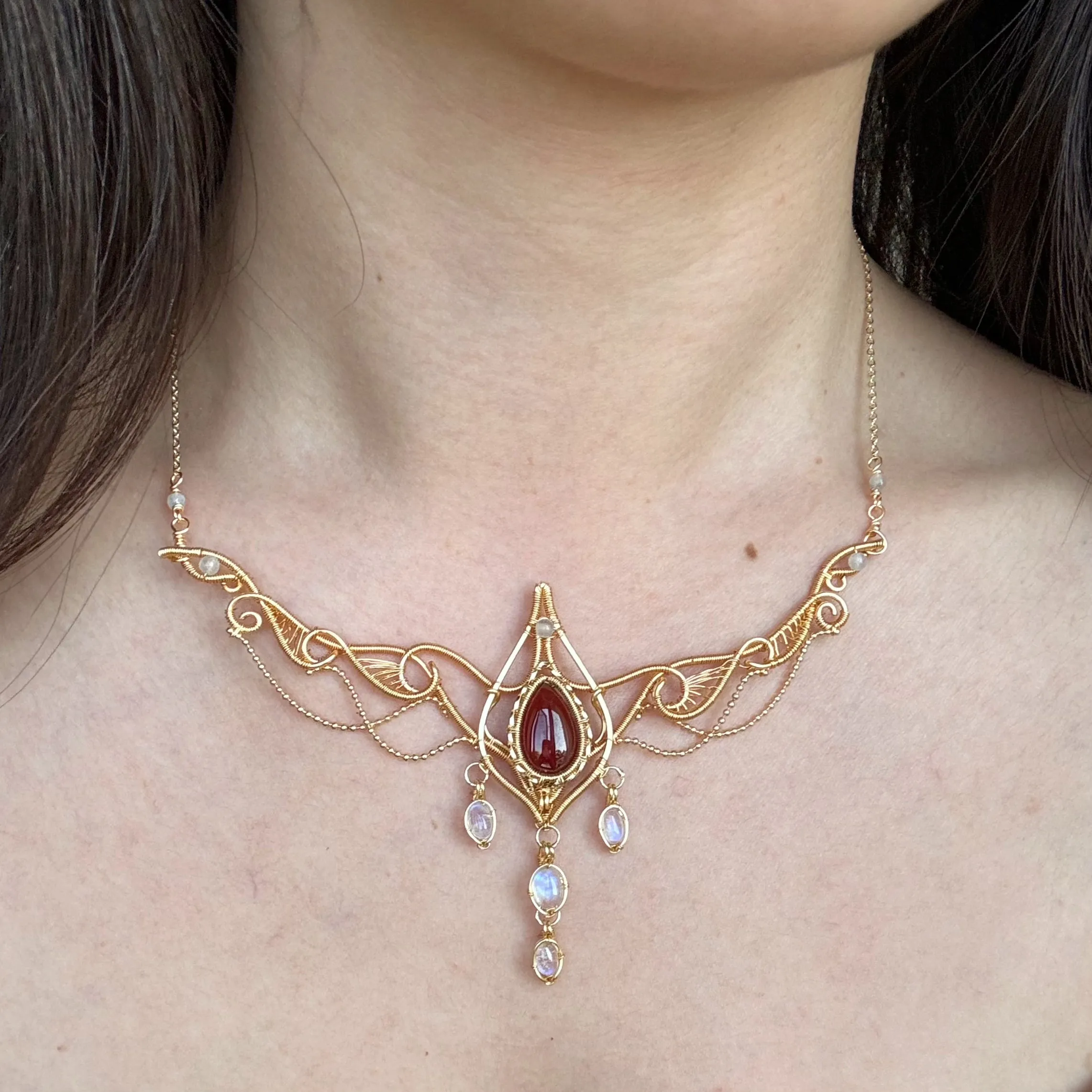 Handmade Garnet Necklace - Wire Wrapped Jewelry