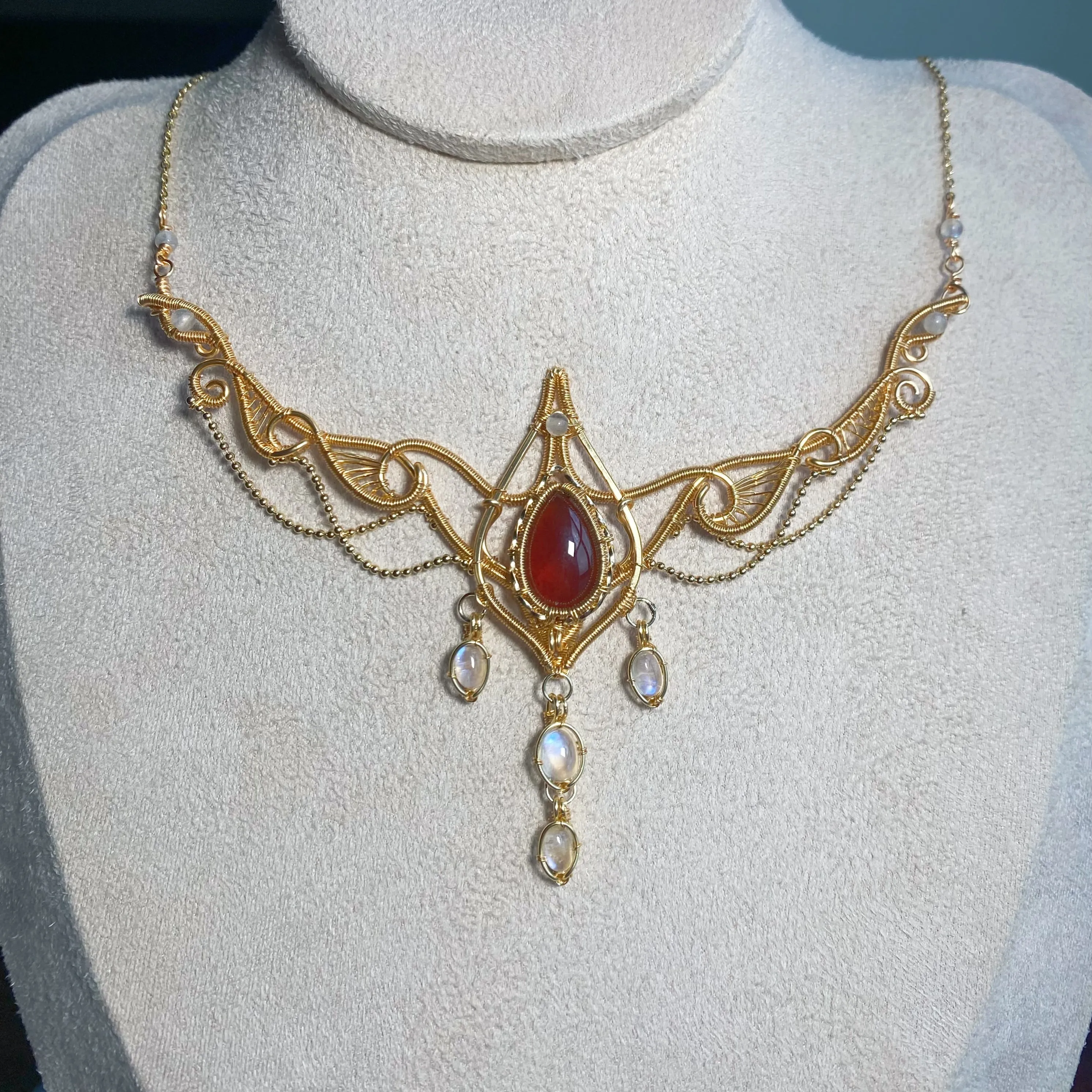 Handmade Garnet Necklace - Wire Wrapped Jewelry