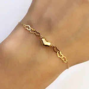 Heart Flutters Paperclip Bracelet 18K Gold