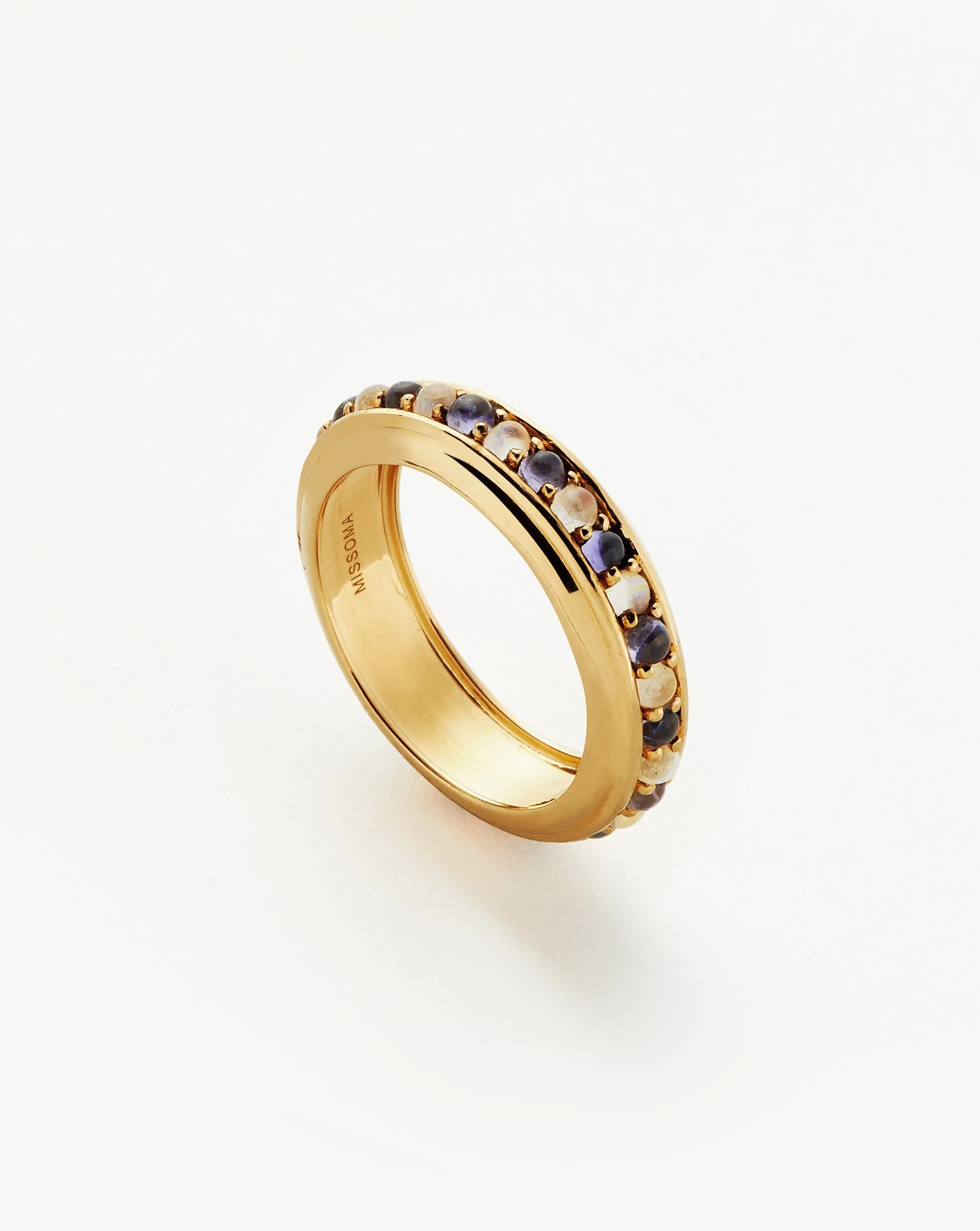 Hot Rox Gemstone Stacking Ring | 18k Gold Vermeil/Rainbow Moonstone & Iolite