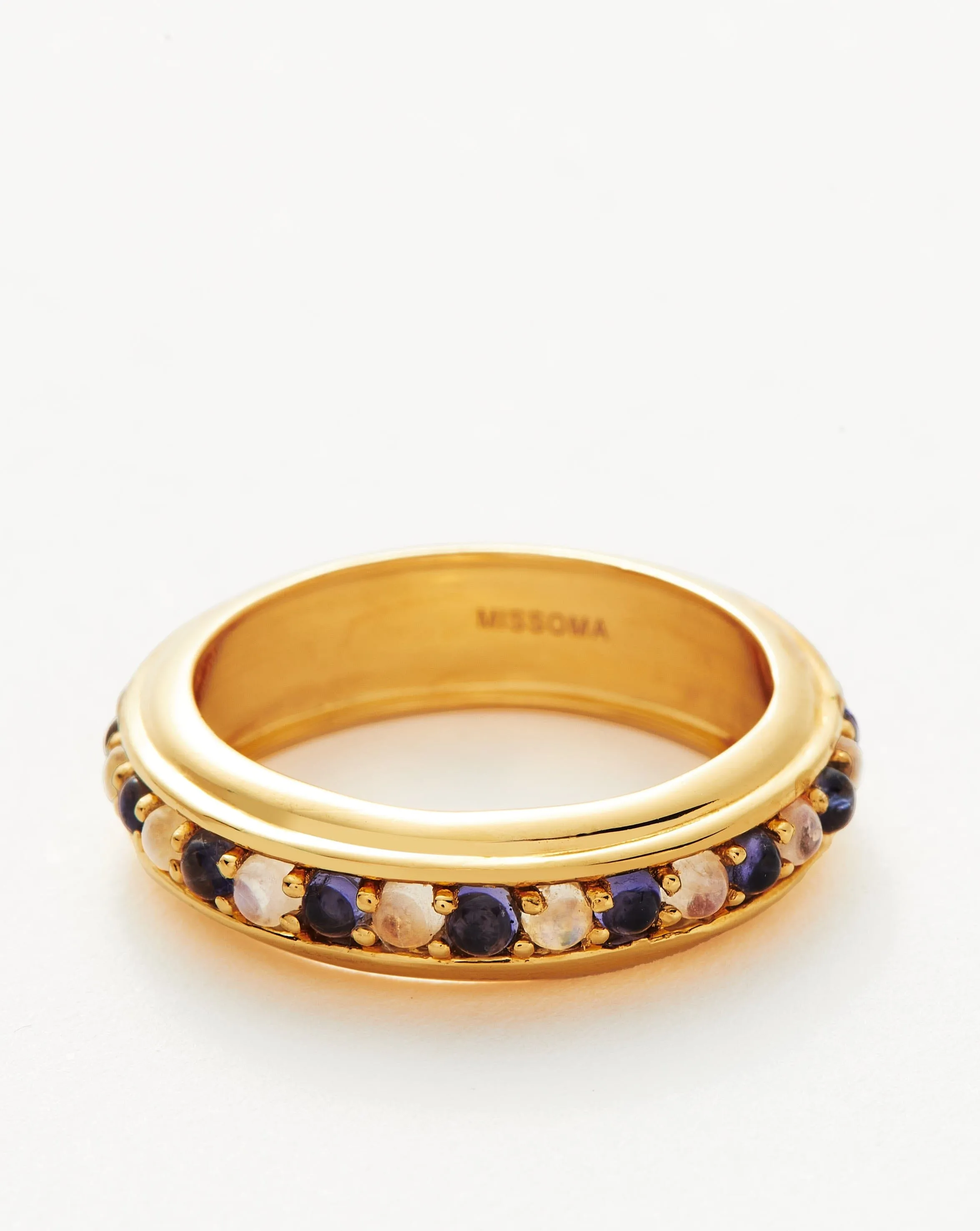 Hot Rox Gemstone Stacking Ring | 18k Gold Vermeil/Rainbow Moonstone & Iolite