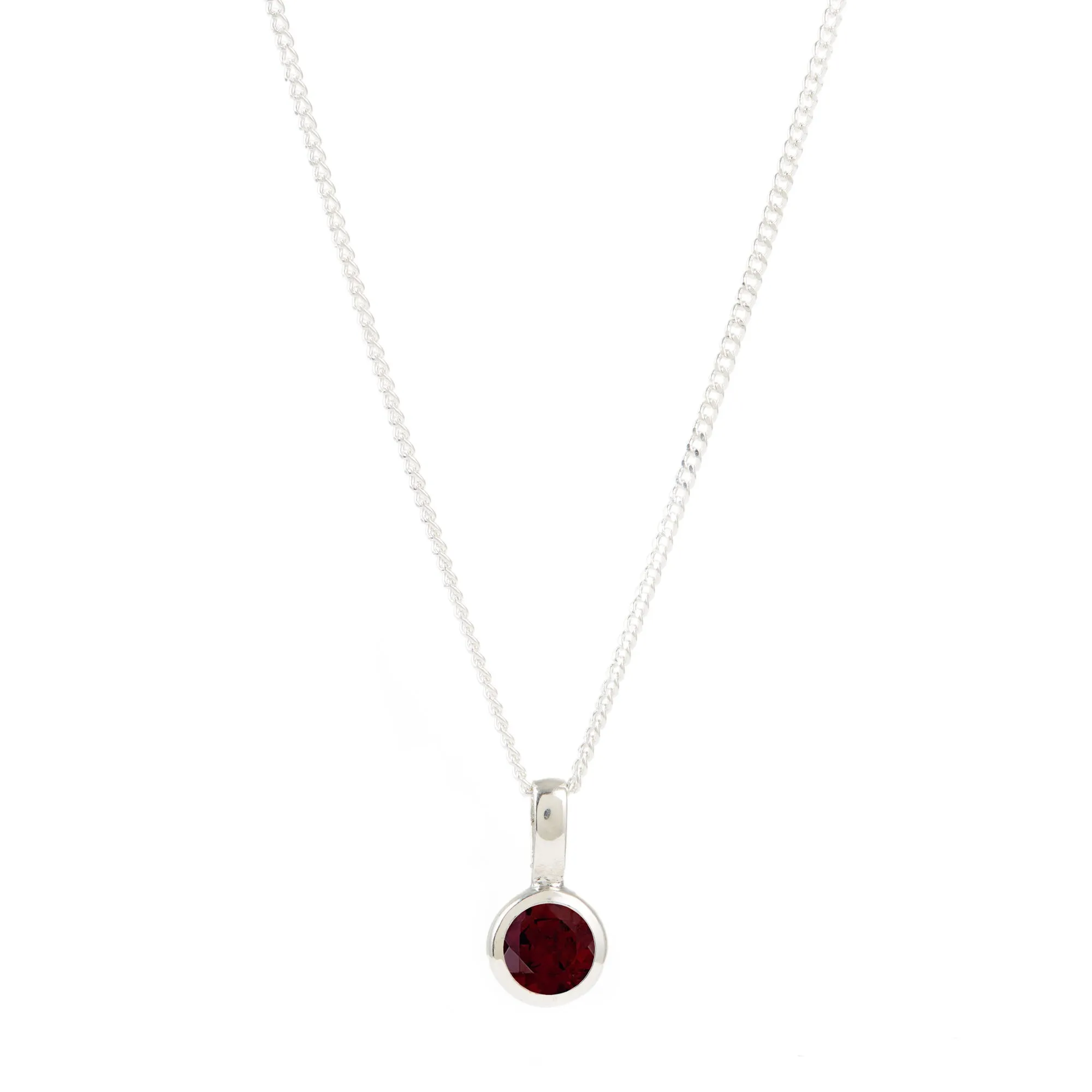 January Birthstone Charm Necklace - Garnet