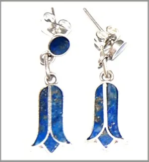 Lapis Lazuli Copihue Earrings | Handmade Artisan Work | Crafted in Santiago