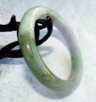 Lovely Lavender and Green Veins Burmese Jadeite Grade A Bangle Bracelet   Certificate 54.5mm (8553)