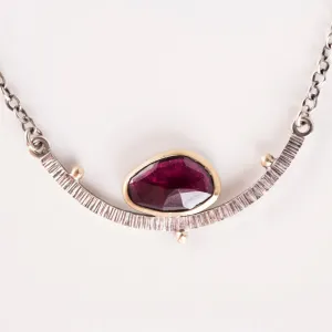 Mimas Rose Cut Garnet in Gold w/ Silver Cradle