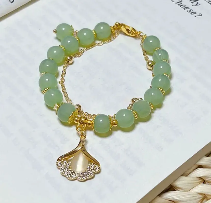 Natural Jade Double Layer Chain Bracelet for Women With Gift Box