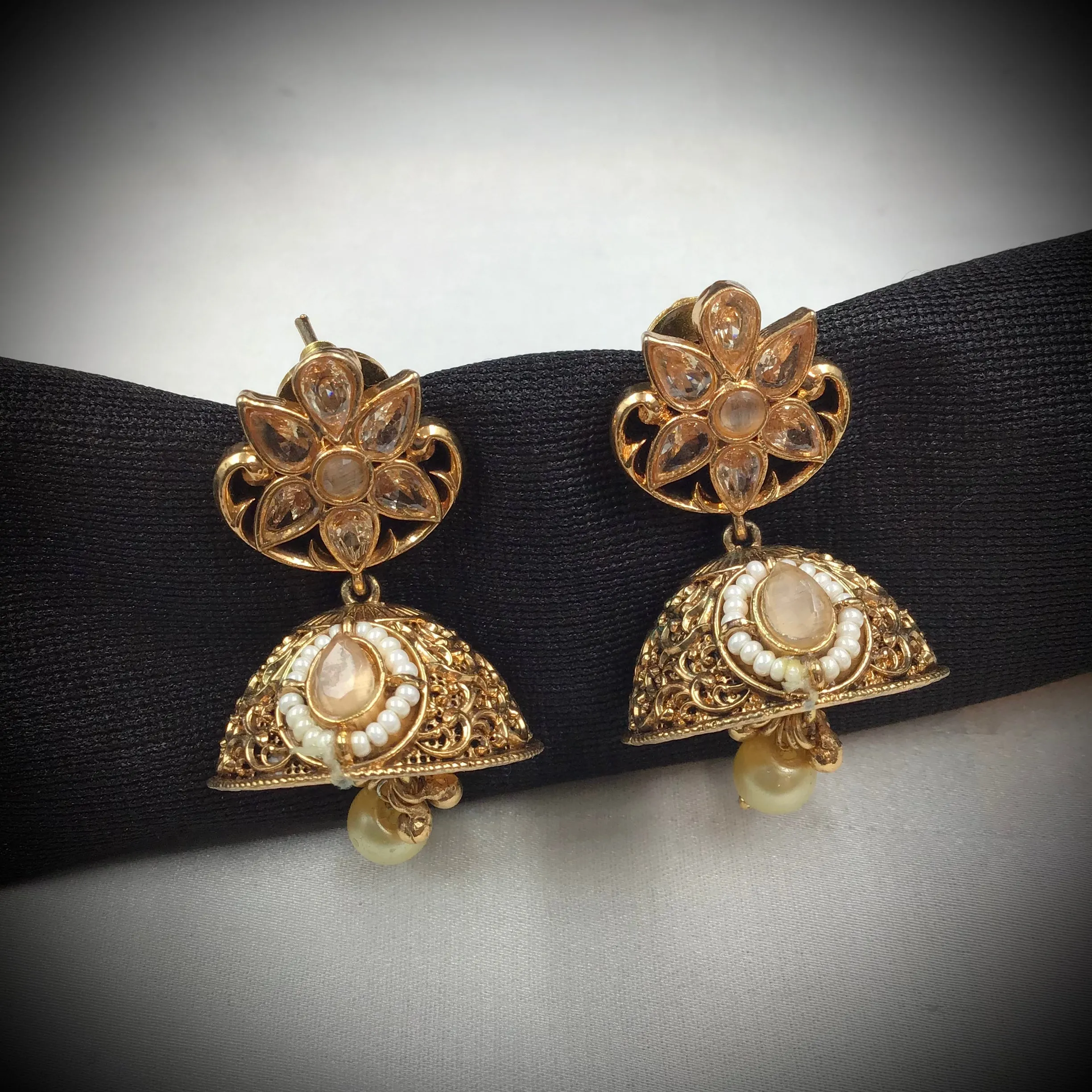 Peach Gold Look Necklace Set 17677-4859