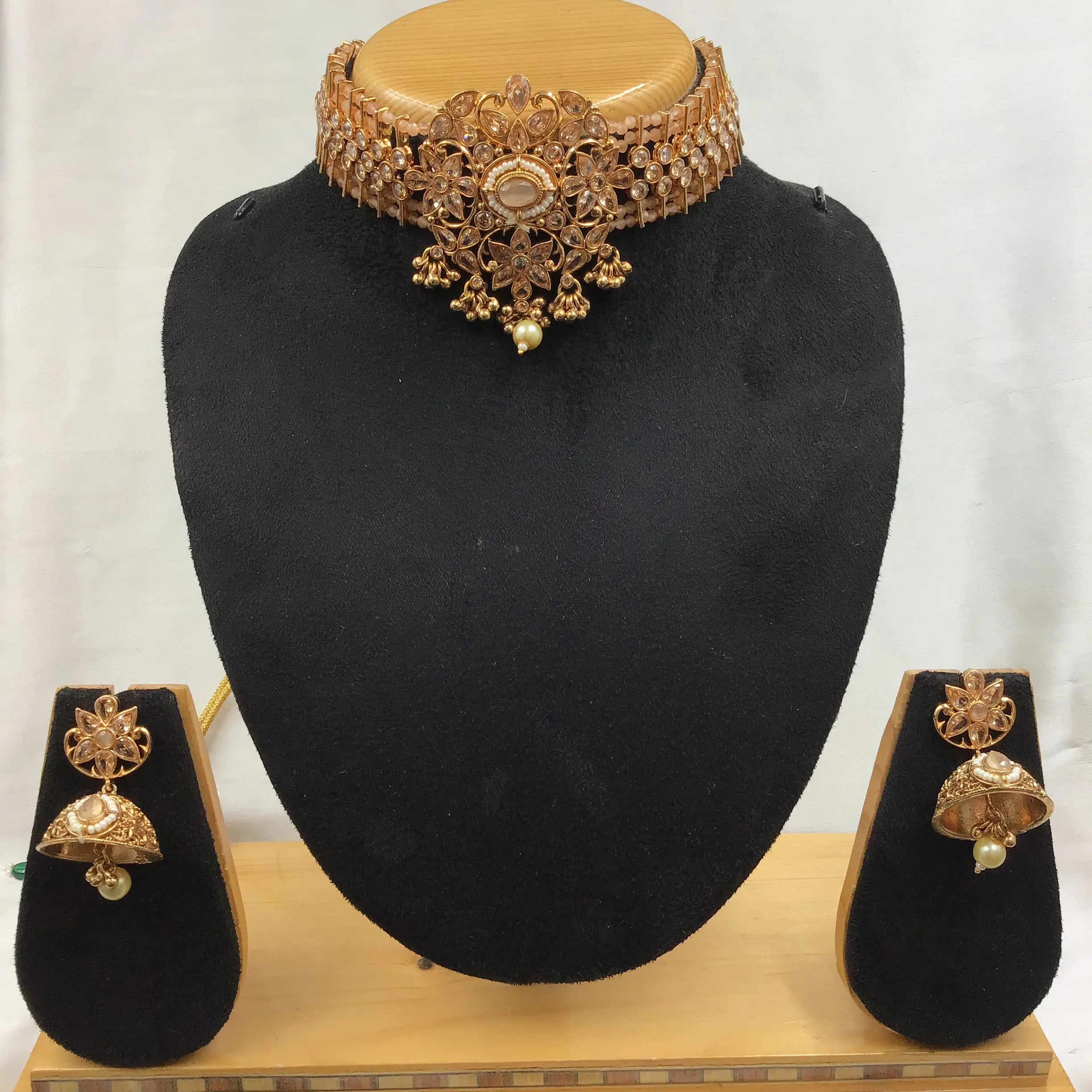 Peach Gold Look Necklace Set 17677-4859