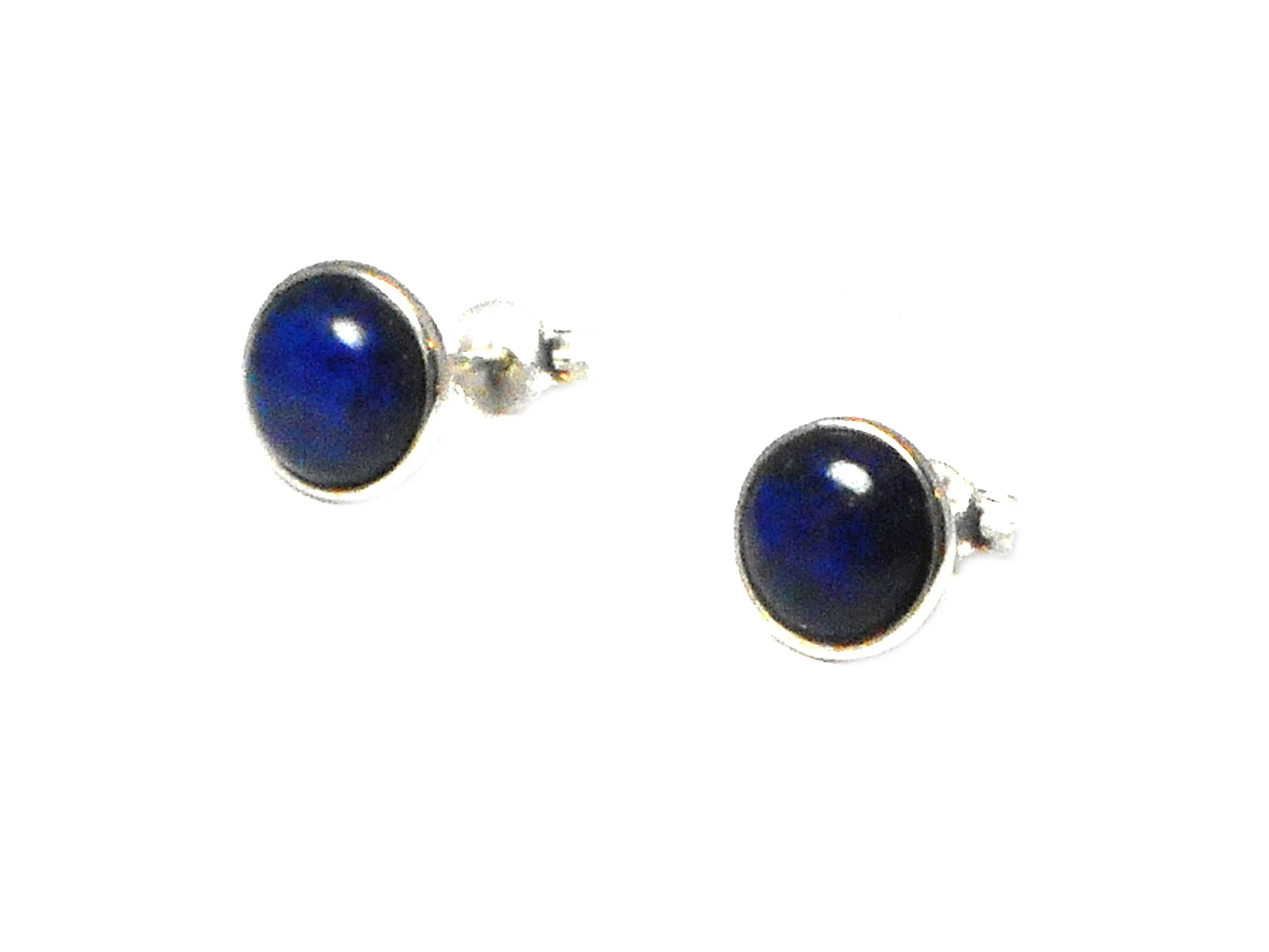 Round Blue LAPIS LAZULI Sterling Silver Stud Earrings 925 - 8 mm