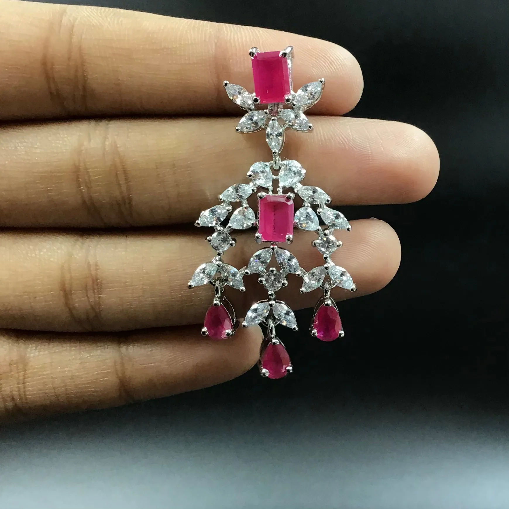 Round Neck Zircon/AD Necklace Set 4151-69