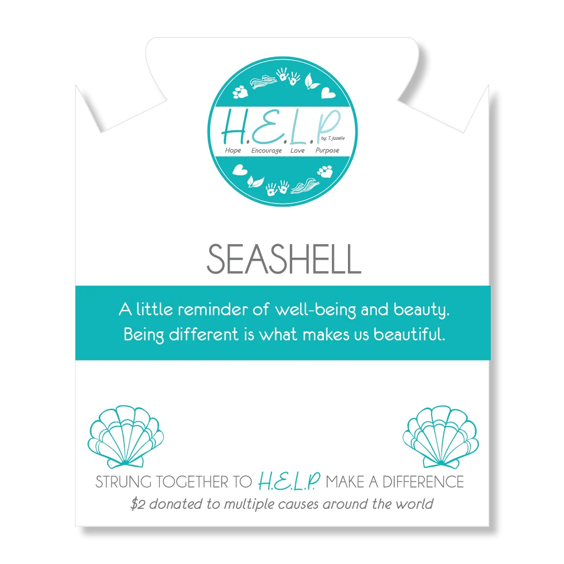 Seashell Charm with Caribbean Jade Charity Bracelet