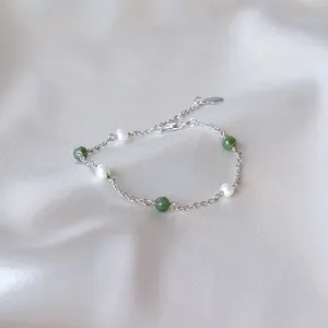 Silver Jade and Pearl Bracelet - Constance