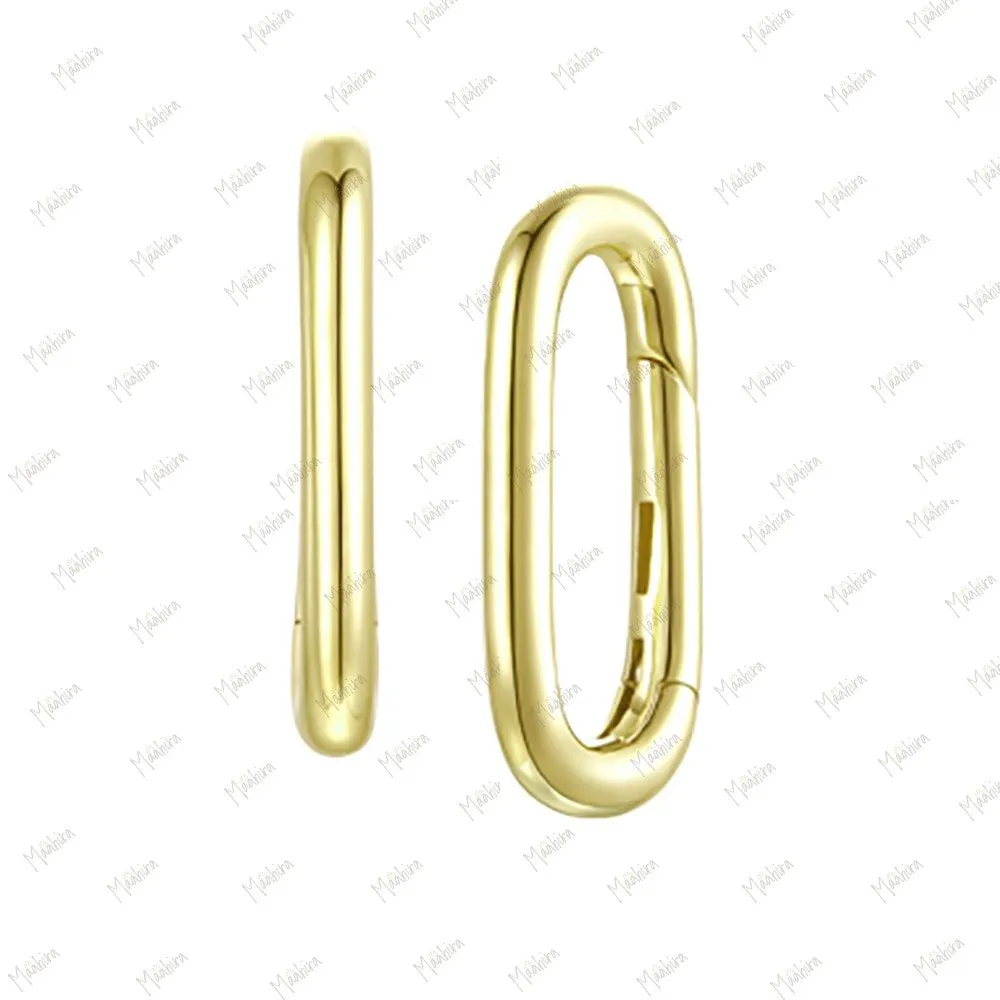 Solid Gold Rectangle Clicker Charm Enhancer 15x8x2mm