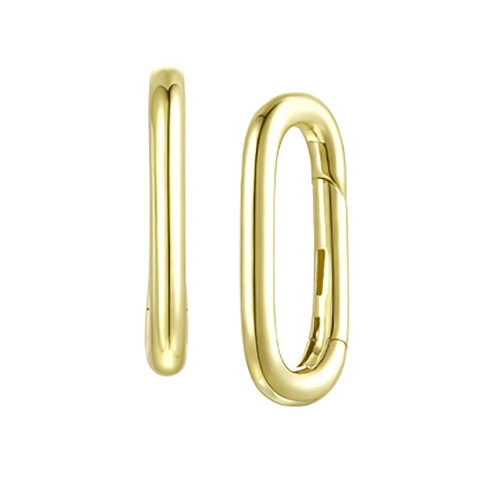 Solid Gold Rectangle Clicker Charm Enhancer 15x8x2mm