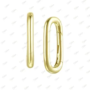 Solid Gold Rectangle Clicker Charm Enhancer 15x8x2mm