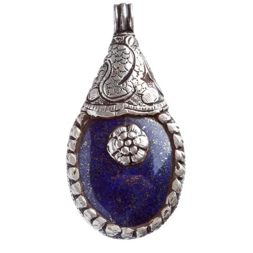 Sterling Silver Natural Gemstones Lapis Pendant FJSVP2063