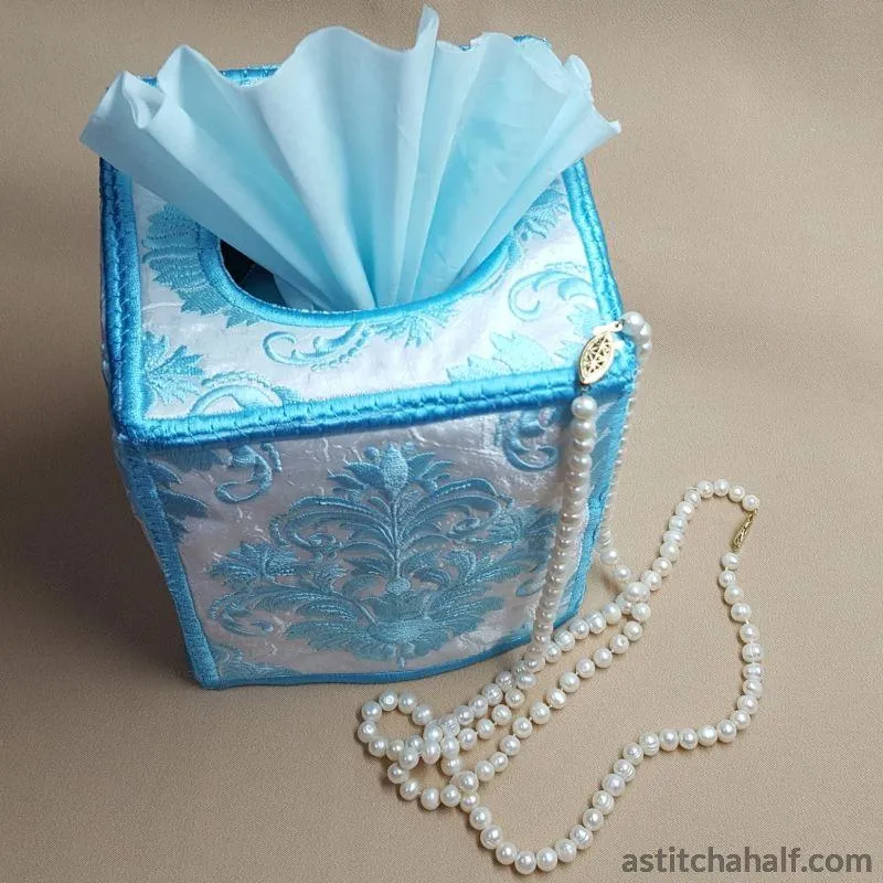 Tiffany Blue Damask Tissue Box Cover