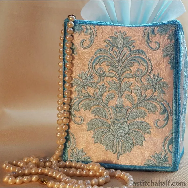 Tiffany Blue Damask Tissue Box Cover