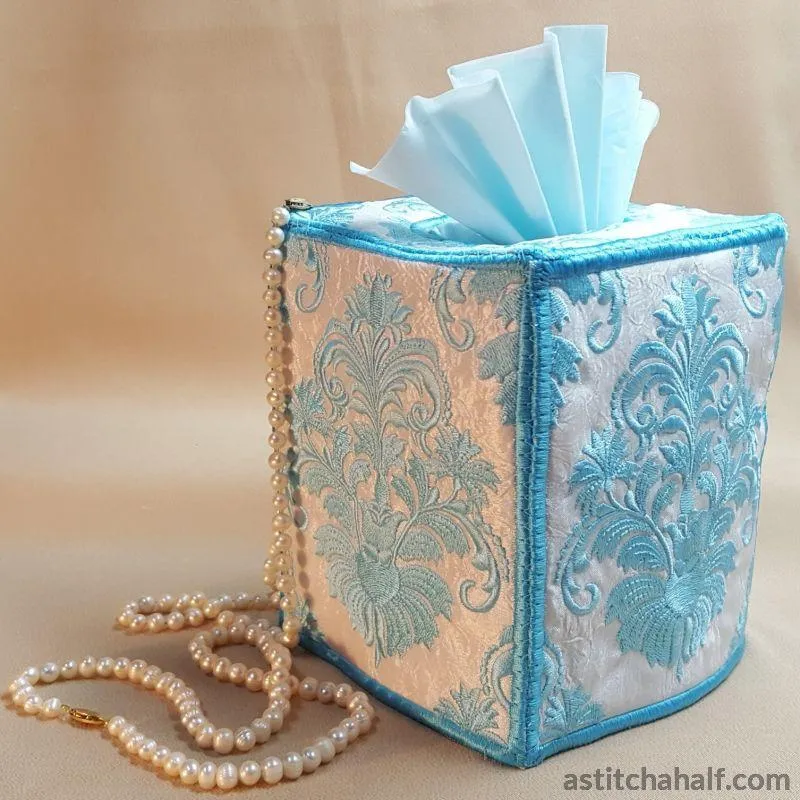Tiffany Blue Damask Tissue Box Cover