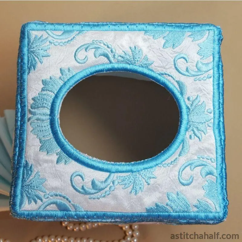 Tiffany Blue Damask Tissue Box Cover
