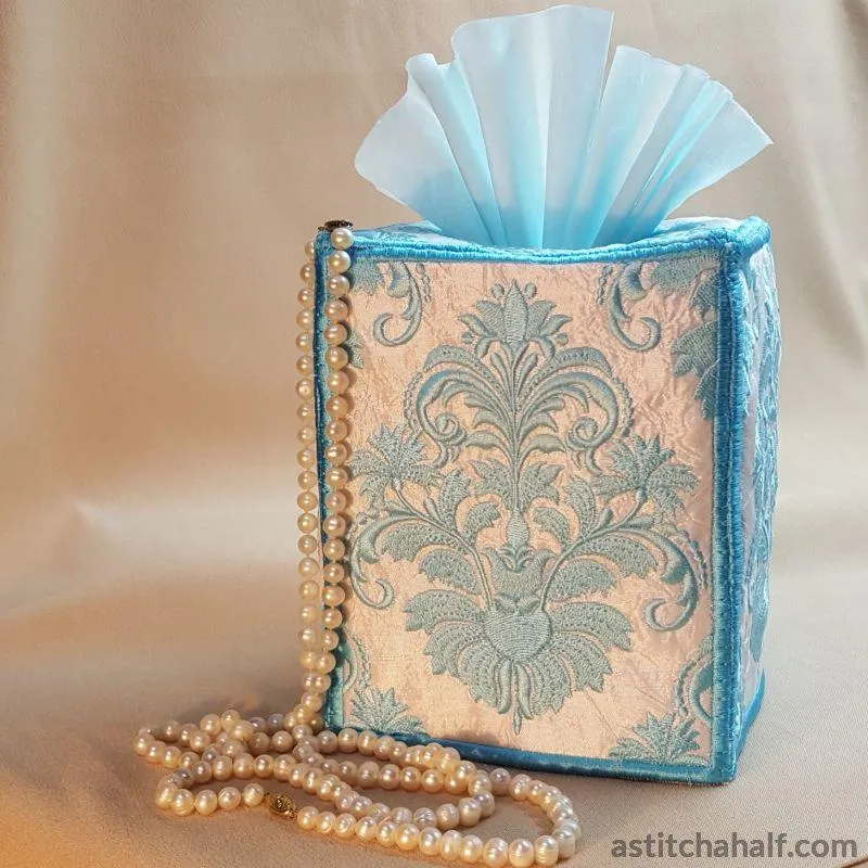 Tiffany Blue Damask Tissue Box Cover