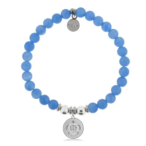 Turtle Charm with Azure Blue Jade Charity Bracelet