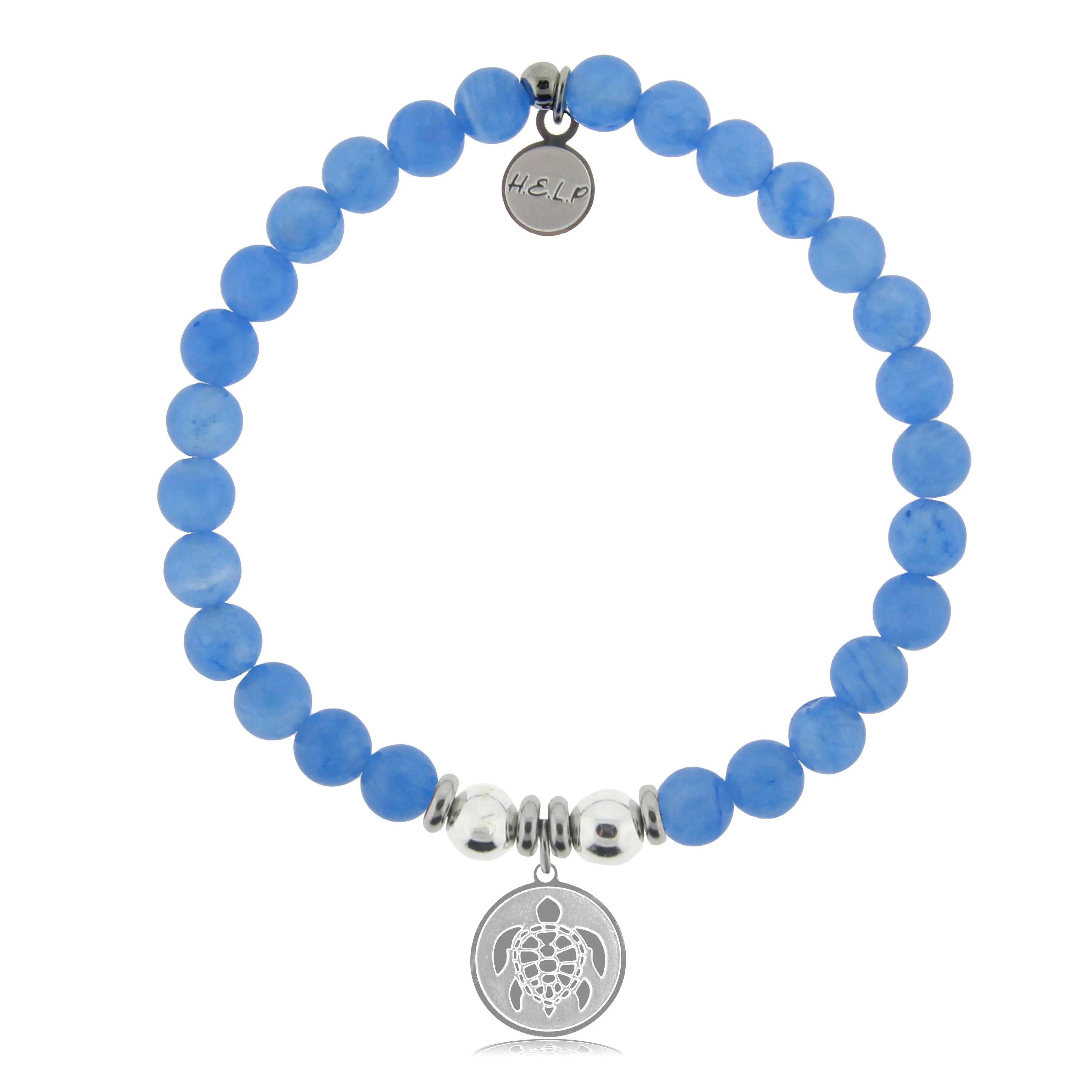 Turtle Charm with Azure Blue Jade Charity Bracelet