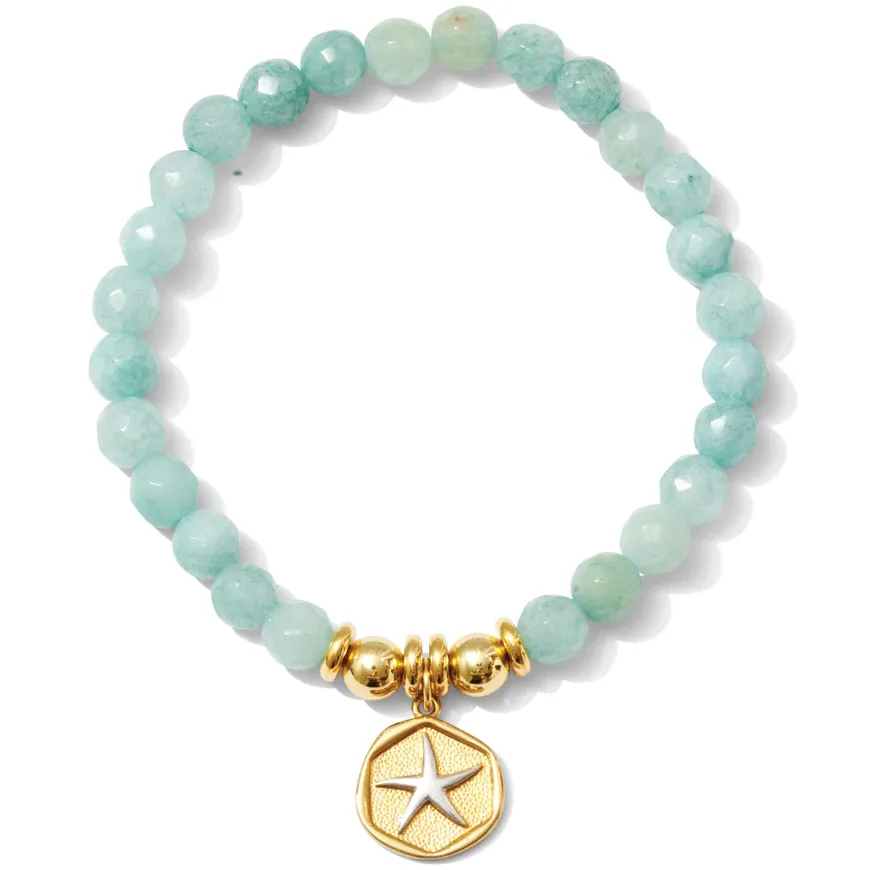Two Tone Starfish Stone Stretch Bracelet