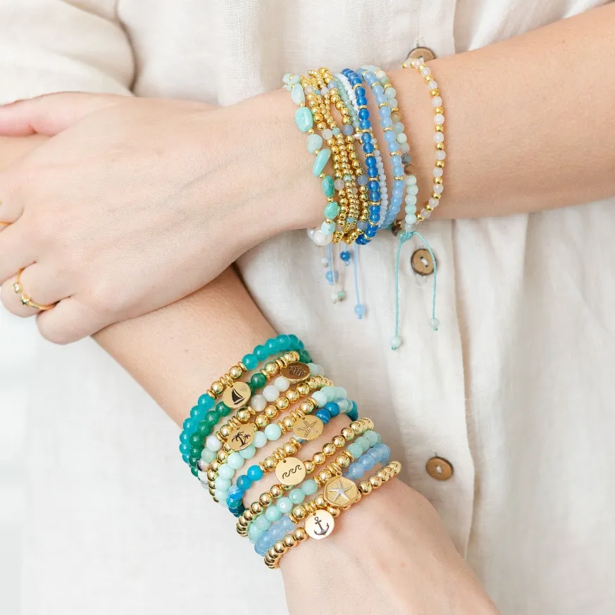 Two Tone Starfish Stone Stretch Bracelet
